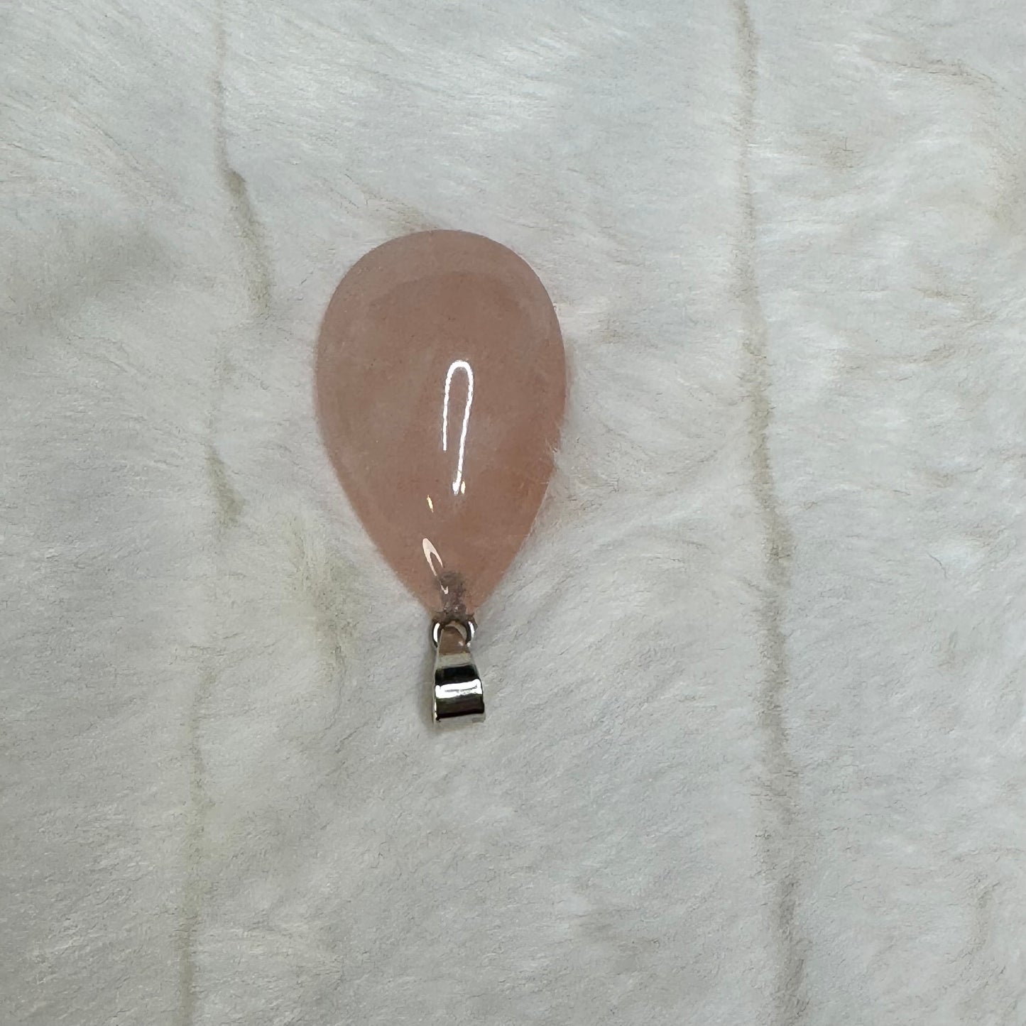 100% Real Rose Quartz  Grade AA Genuine Natural Teardrop  Healing Gem Stone Pendant.