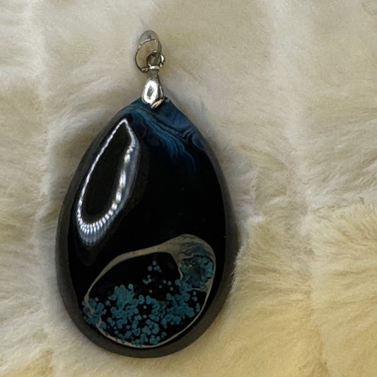 100% Real Starry Agate Grade AA Genuine Natural Teardrop  Healing GemStone Pendant.