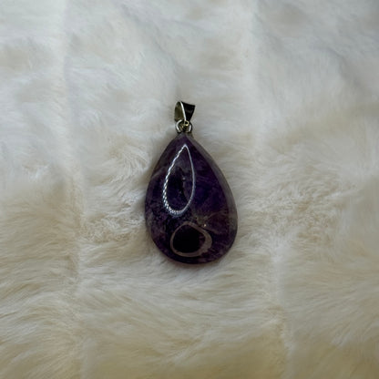 100% Real  Grade AA Amethyst Genuine Natural Teardrop  Healing GemStone Pendant.