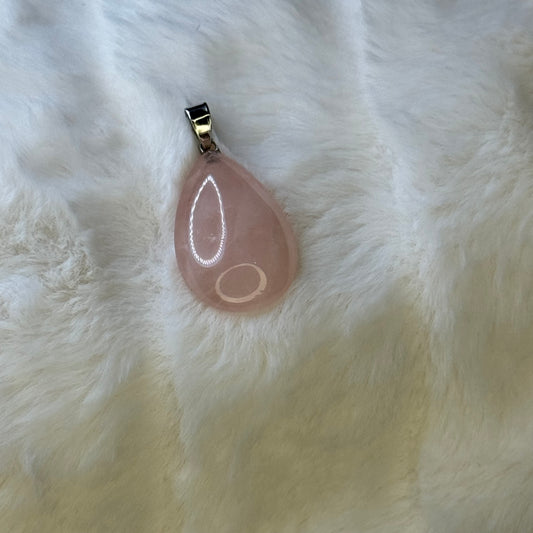 100% Real Rose Quartz  Grade AA Genuine Natural Teardrop  Healing Gem Stone Pendant.