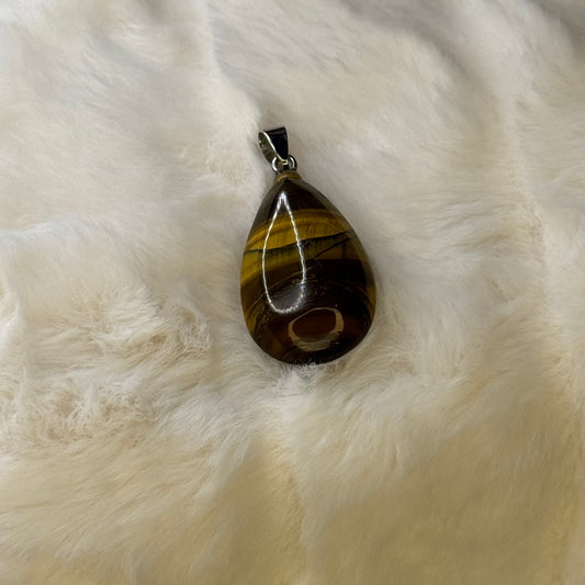 100% Real Tiger Eye Grade AA Genuine Natural Teardrop  Healing Gem Stone Pendant.