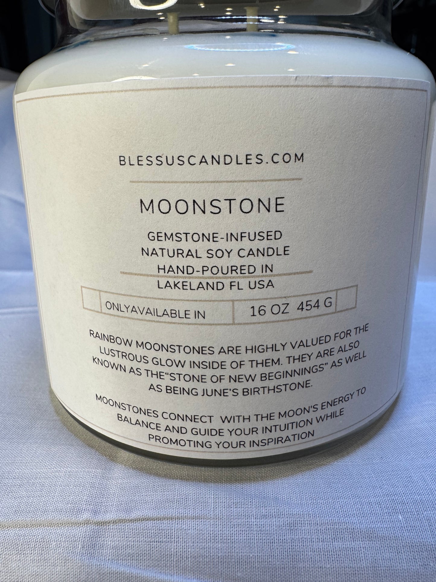 Rainbow Moonstone Gemstone-Infused Natural Soy Candle Hand-Poured in inLakeland, FL USA (Copy)