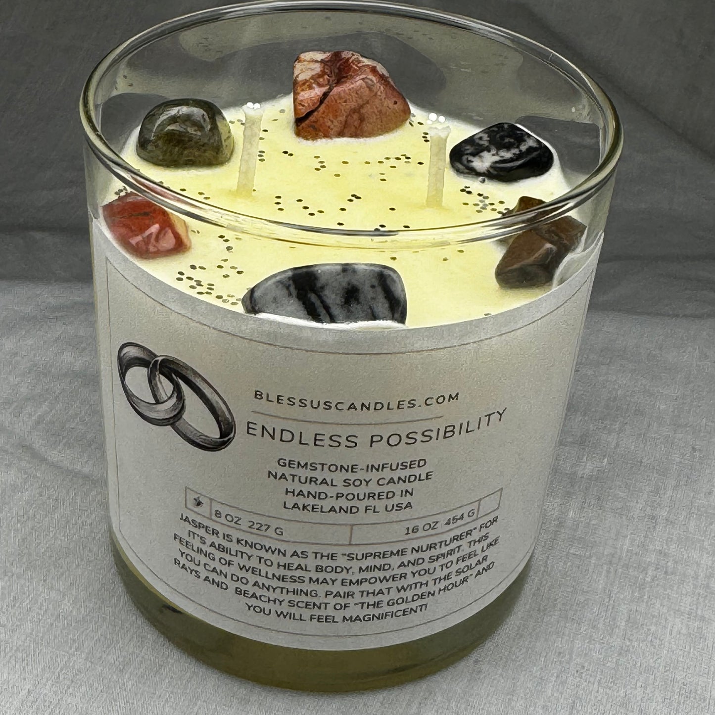 Endless Possibility: Gemstone-Infused Natural Soy Candle Hand-Poured in Lakeland, FL USA