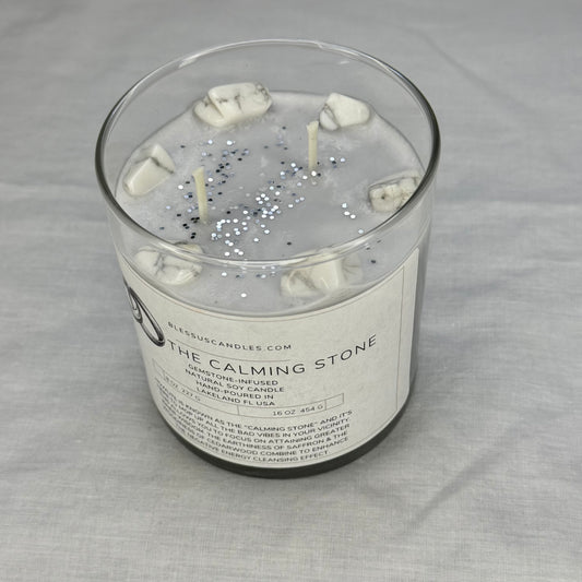 The Calming Stone: Gemstone-Infused Natural Soy Candle Hand-Poured in Lakeland, FL USA