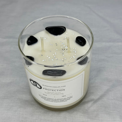 Protection:  Gemstone-Infused Natural Soy Candle Hand-Poured in Lakeland FL USA