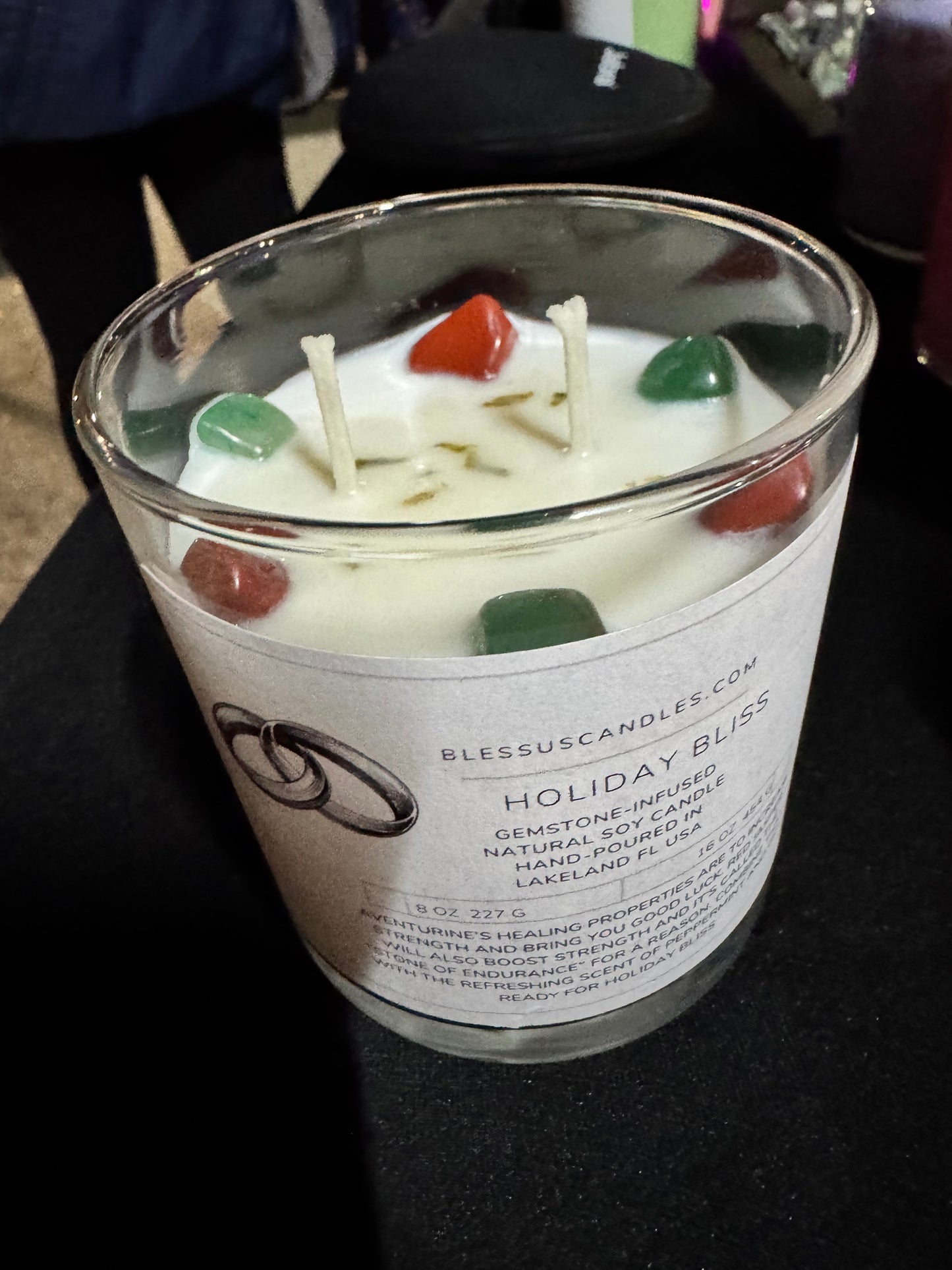 Holiday Bliss: Gemstone-Infused Natural Soy Candle Hand-Poured in Lakeland, FL USA (Copy)