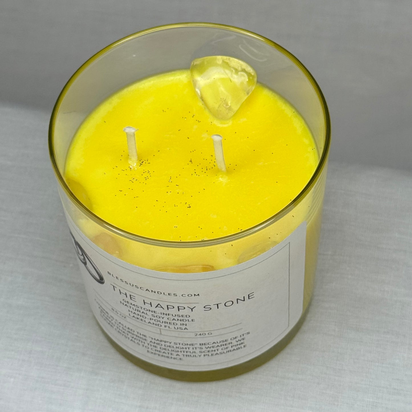 The Happy Stone Gemstone-Infused Natural Soy Candle Hand-Poured in Lakeland, FL USA