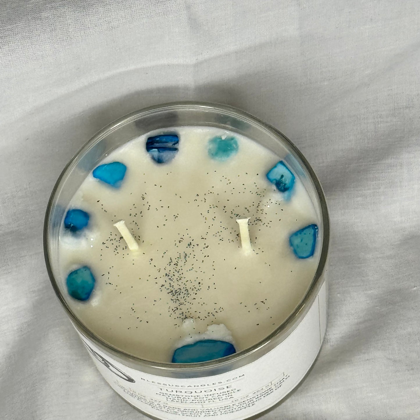 Turquoise-Gemstone-Infused Natural Soy Candle Hand-Poured in Lakeland, FL USA