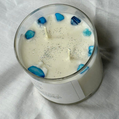 Turquoise-Gemstone-Infused Natural Soy Candle Hand-Poured in Lakeland, FL USA