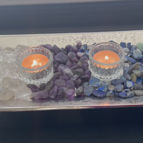 Video: 64 oz total of Natural Gemstones, All 7 Chakras, and a Silver Aluminum Metal Tray.