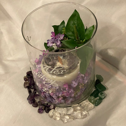 Custom gemstone candle for special occasions and celebrations.