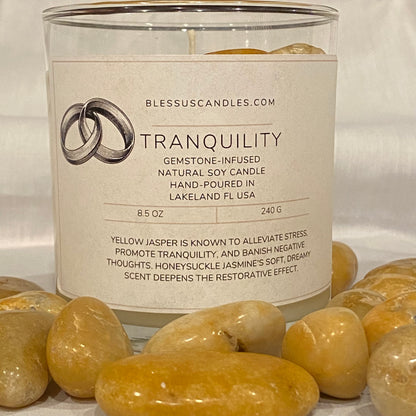 Tranquility: Gemstone-Infused Natural Soy Candle Hand-Poured in Lakeland, FL USA