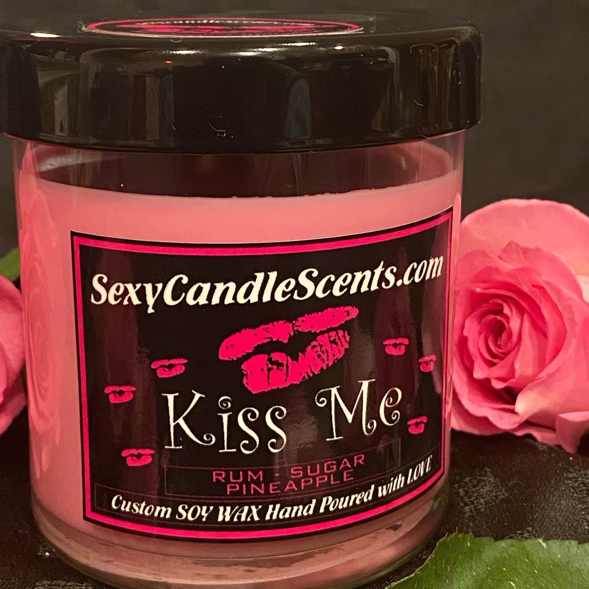 Kiss Me - Rum, Sugar, and Pineapple scented candle - Hand-poured natural soy wax candle.